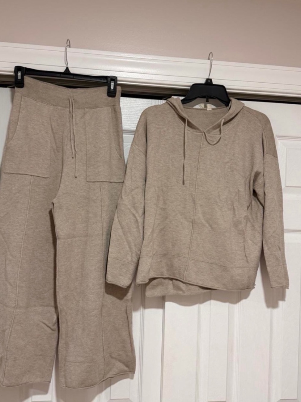 Wide-Leg Lounge Pants & Hoodie Set in Taupe
